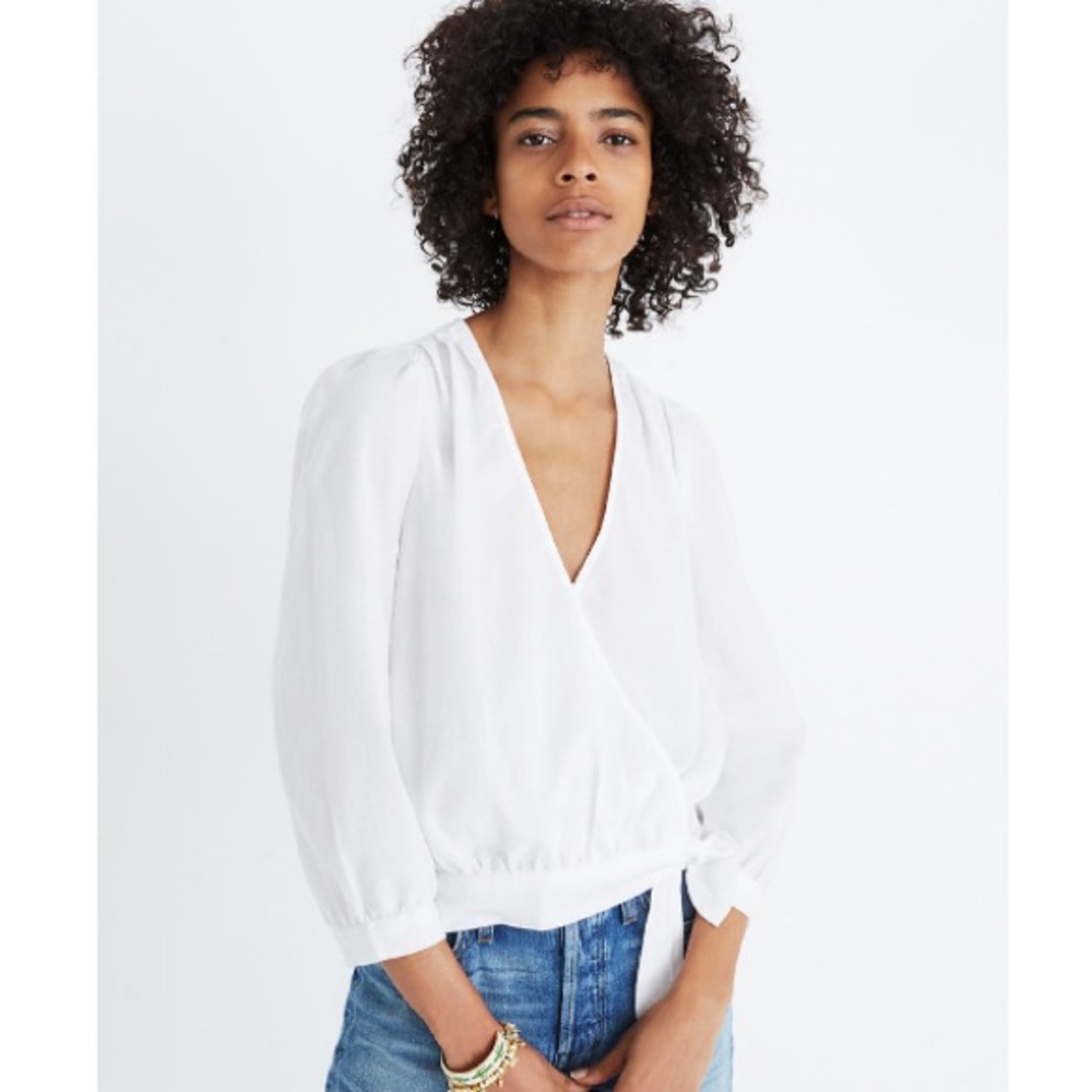 Madewell Wrap Top in Eyelet White